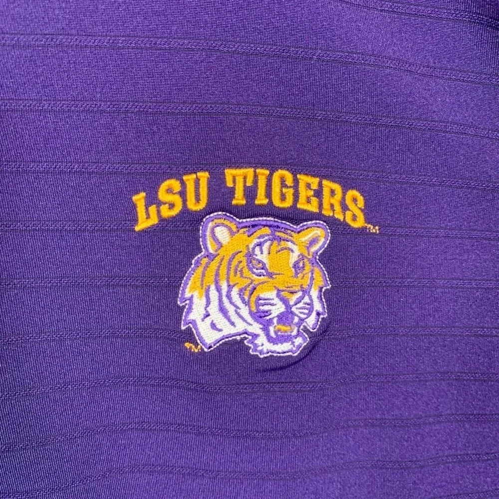 LSU Tigers NCAA Purple Embroidered Polo Short Sleeve Shirt Men's Large - Picture 2 of 7